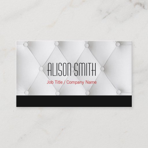 Customizable White to leather upholstery business card template