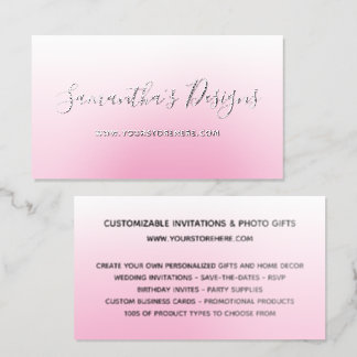 White to Light Pink Ombre Online Store Raised Spot UV Business Card