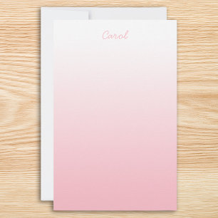White to Pale Pink Ombre Personalized Stationery