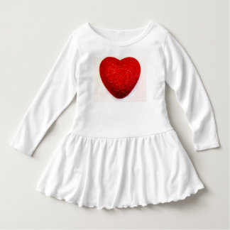 WHITE TODDLER RUFFLED DRESS WITH A BIG RED HEART