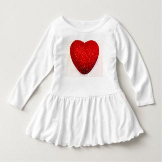 WHITE TODDLER RUFFLED DRESS WITH A BIG RED HEART