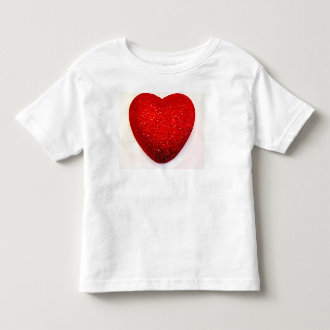 WHITE TODDLER RUFFLED DRESS WITH A BIG RED HEART T-SHIRT (Front)