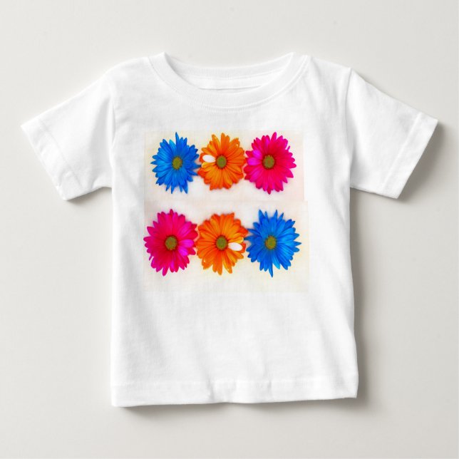 WHITE TODDLER RUFFLED DRESS WITH A DAISY DESIGN BABY T-Shirt (Front)