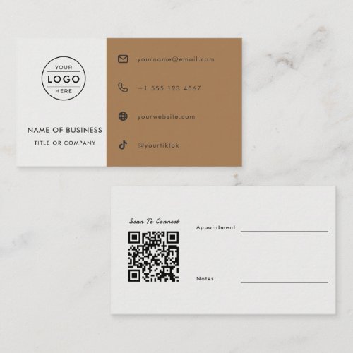 White Toffee QR Code Appointment Architect Custom Business Card