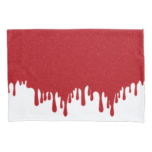 White & Tomato Red Drip Pillowcase – Customizable