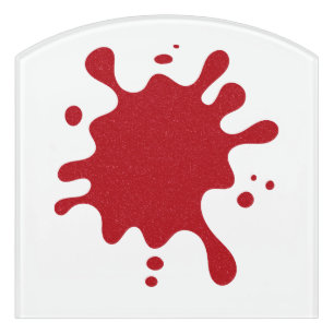 White & Tomato Red Splash Custom Room Sign