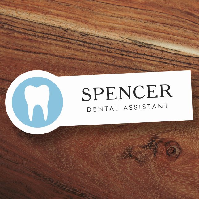 White tooth any color modern dentist dental name tag (Creator Uploaded)