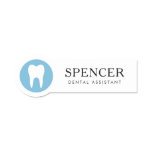 White tooth any color modern dentist dental name tag