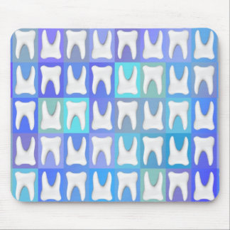 White Tooth Blue Box Pattern Dentist Mousepad