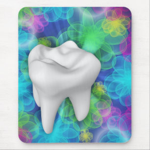 White Tooth Flower Design Dentist Mousepad