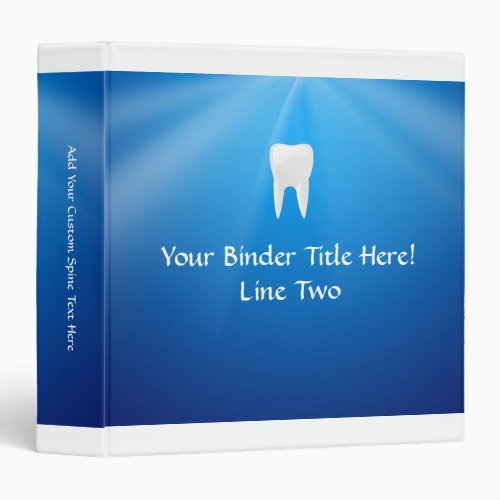 White Tooth on Blue Background Binder
