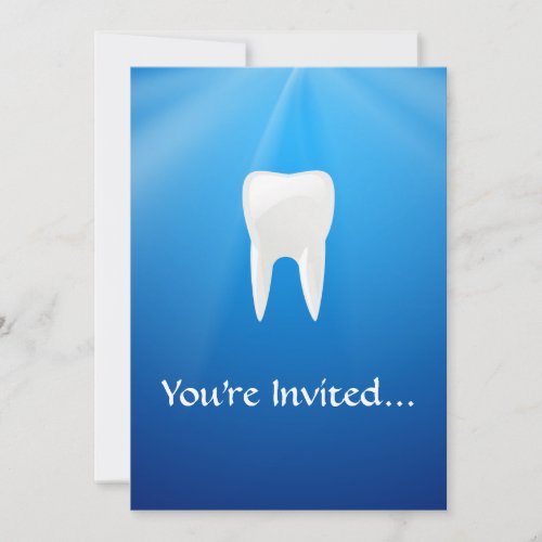 White Tooth on Blue Background Personalized Invite