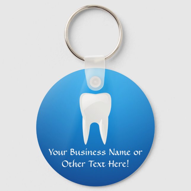 White Tooth on Blue Background Keychain (Front)