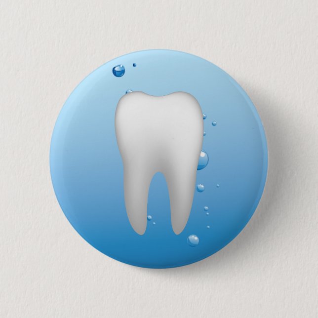 White Tooth & Water Dental Office Dentist Pinback Button (Front)