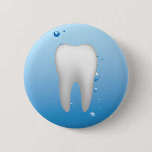 White Tooth & Water Dental Office Dentist Pinback Button