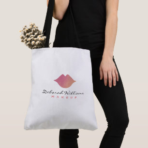 White tote bag with her name & pinkish lips