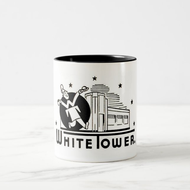 white tower hamburgers Two-Tone coffee mug (Center)