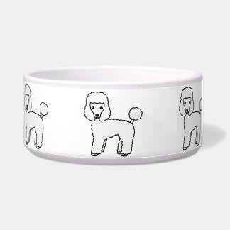 White Toy Poodle Cute Cartoon Dog Bowl