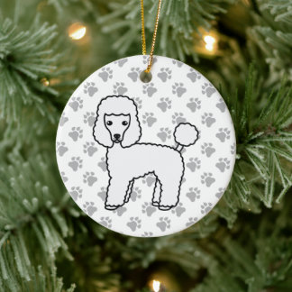 White Toy Poodle Cute Cartoon Dog Ceramic Ornament