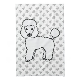 White Toy Poodle Cute Cartoon Dog Kitchen Towel