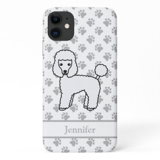 White Toy Poodle Cute Cartoon Dog &amp; Name iPhone 11 Case