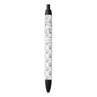 White Toy Poodle Cute Cartoon Dog &amp; Name Pen