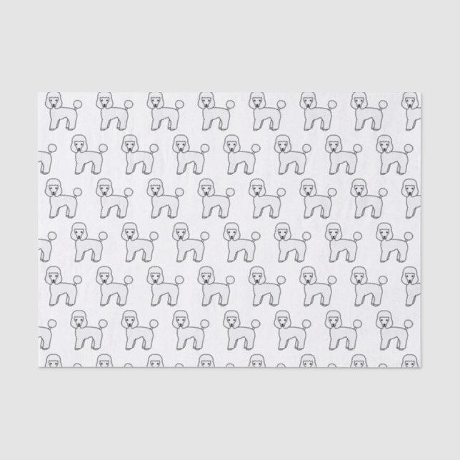 White Toy Poodle Cute Cartoon Dog Pattern Tissue Paper (Front)