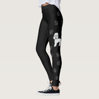 White Toy Poodle Cute Cartoon Dog &amp; Paws Leggings