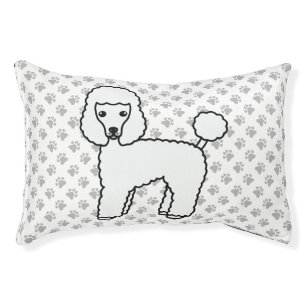 White Toy Poodle Cute Cartoon Dog & Paws Pet Bed