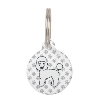 White Toy Poodle Cute Cartoon Dog &amp; Pet's Info Pet ID Tag