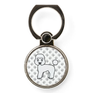 White Toy Poodle Cute Cartoon Dog Phone Ring Stand