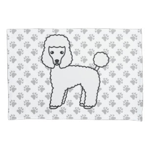 White Toy Poodle Cute Cartoon Dog Pillow Case