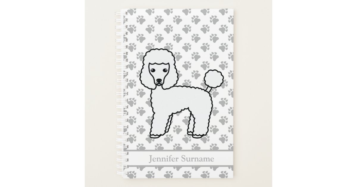 White Toy Poodle Cute Cartoon Dog Text Planner Zazzle Com