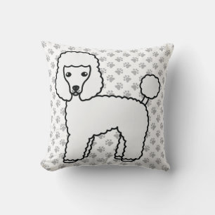 White Toy Poodle Cute Cartoon Dog Throw Pillow