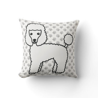 White Toy Poodle Cute Cartoon Dog Throw Pillow