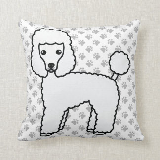 White Toy Poodle Cute Cartoon Dog Throw Pillow