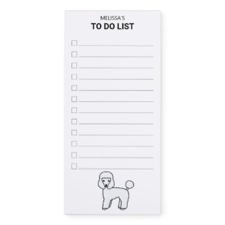 White Toy Poodle Cute Cartoon Dog To Do List Magnetic Notepad