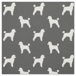 White Toy Poodle Dog Silhouettes Pattern Grey Fabric