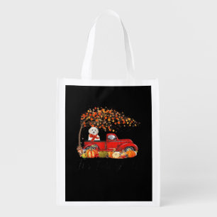 White Toy Poodle It’s Fall Y’all Pumpkin Fall Grocery Bag