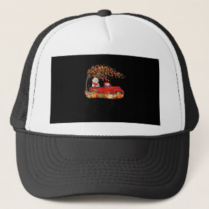White Toy Poodle It’s Fall Y’all Pumpkin Fall  Trucker Hat