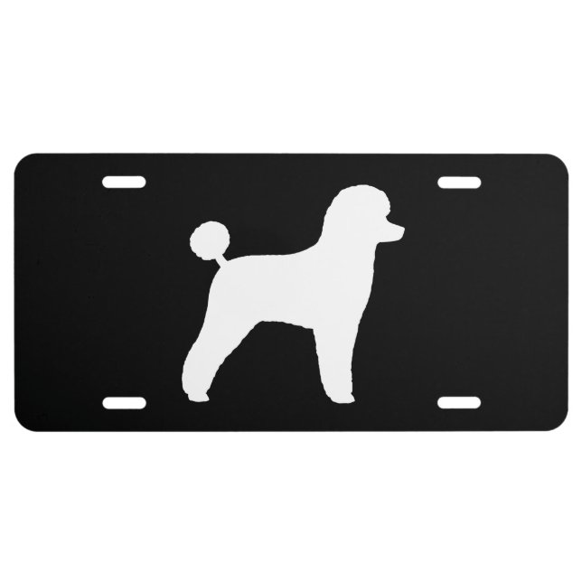 White Toy Poodle Silhouette License Plate (Front)