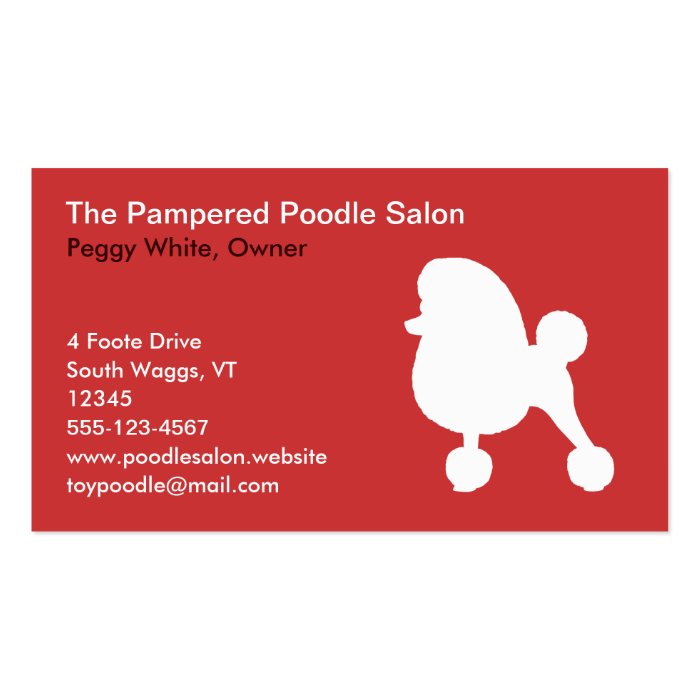 White Toy Poodle Silhouette with Fancy Haircut Business Card Templates