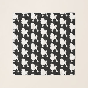 White Toy Poodle Silhouettes Pattern Scarf
