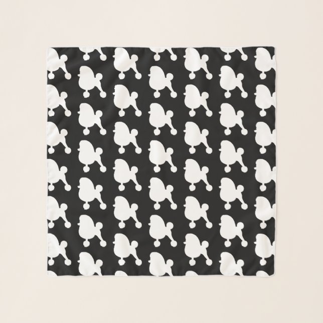 White Toy Poodle Silhouettes Pattern Scarf (Front)