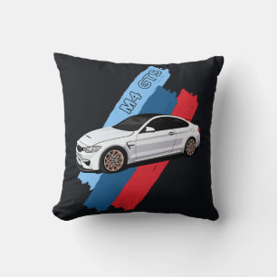 White Track Beast Performance Racing Stripes Throw Pillow