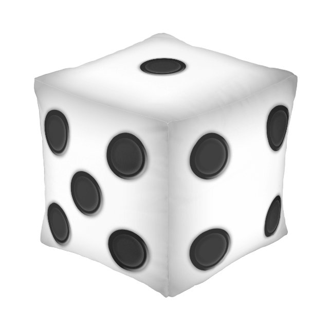 White Traditional Die Cube Pouf (Angled Front)