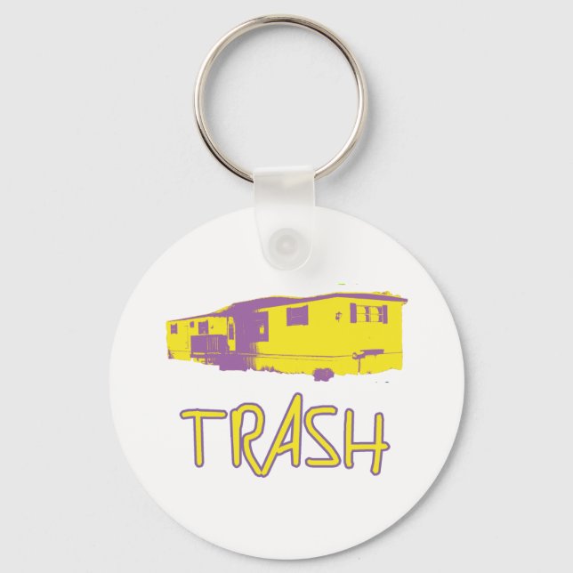 White Trailer Park Trash Poor Dumb Redneck Keychain (Front)
