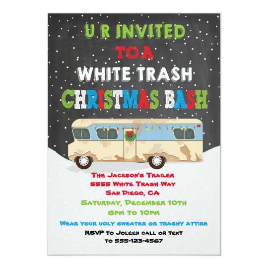 White Trailer Trash Christmas Party Bash Invitation
