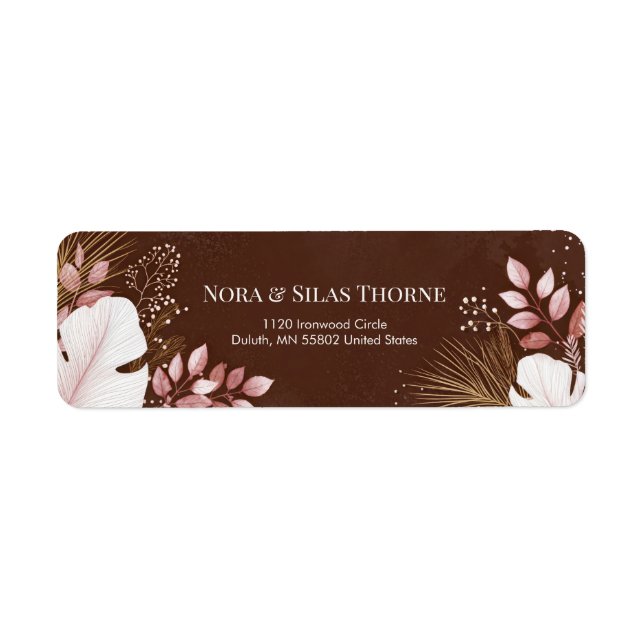White Translucent Monstera Moody Botanical Border Label (Front)