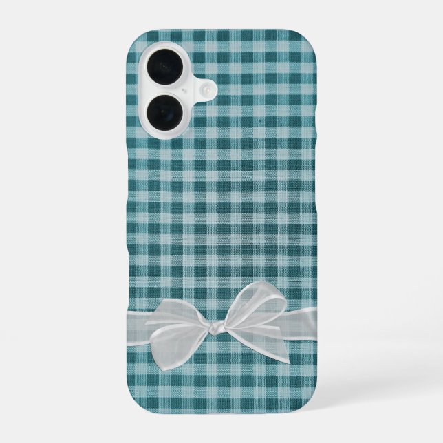 White Transparent Bow On Gingham Iphone Case (Back)
